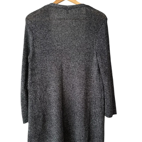 EILEEN FISHER Platinum Gray Linen Blend Shimmer Long Cardigan - Picture 9 of 16